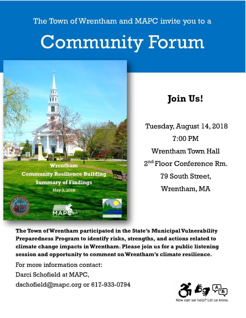 Aug 14 Community Forum Wrentham