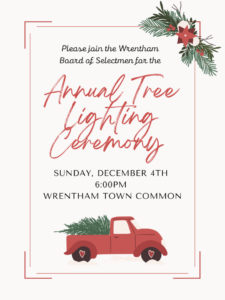 PDF - flyer for Annual Tree Lighting Ceremony | Dec 4th @ 6PM | Wrentham Town Common